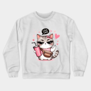 Love Eww Funny Cat Anti Valentines Day Crewneck Sweatshirt